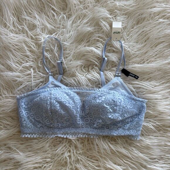 Aerie Real Power Wireless Push Up Joy Convertible Lace Bra Size 34C Light Blue - Picture 4 of 10